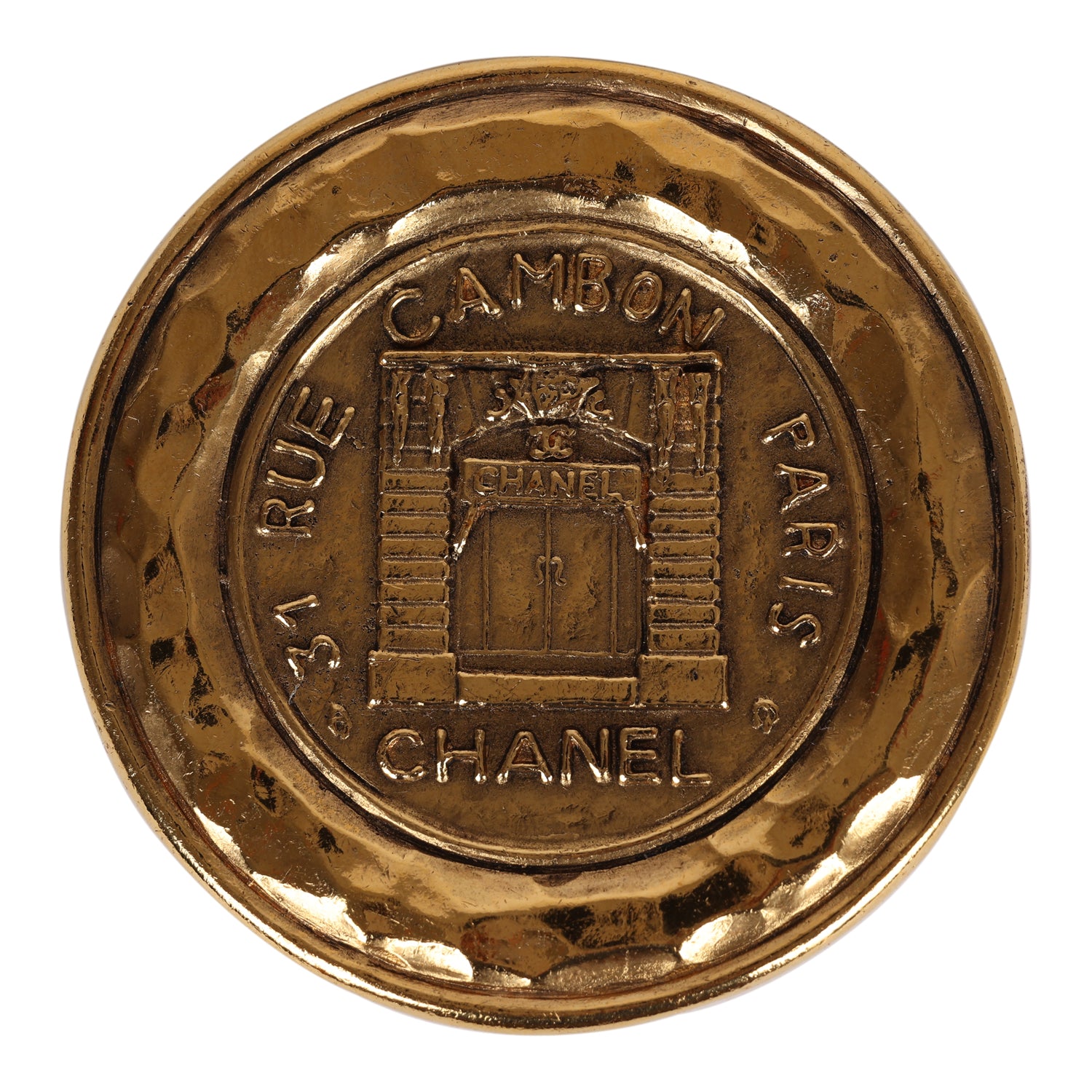 Chanel Vintage Rue Cambon Brooch Gold Metal
