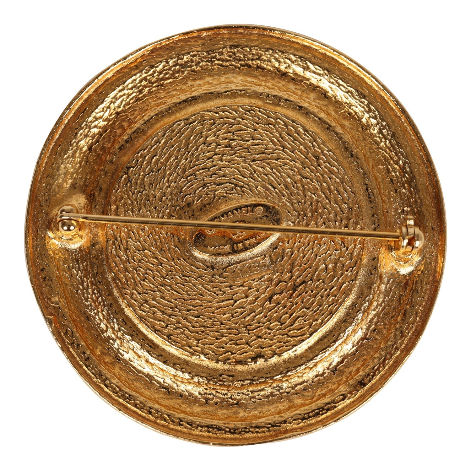 Chanel Vintage Rue Cambon Brooch Gold Metal