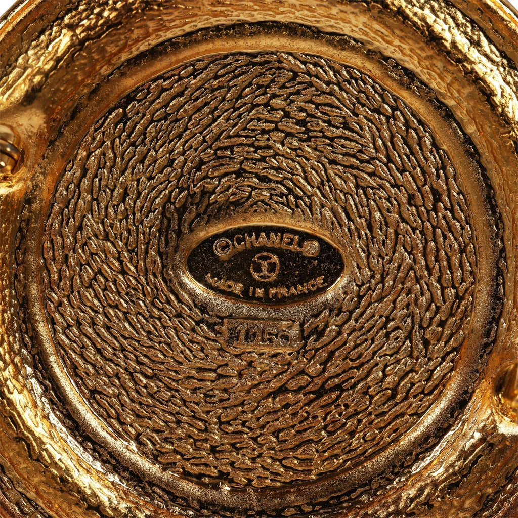 Chanel Vintage Rue Cambon Brooch Gold Metal