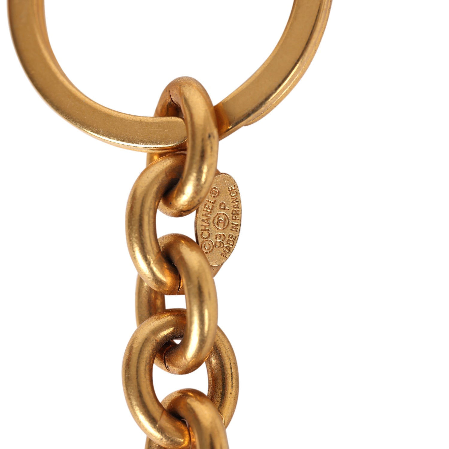 Chanel Vintage 24K Gold Plated Paris Circle Keychain