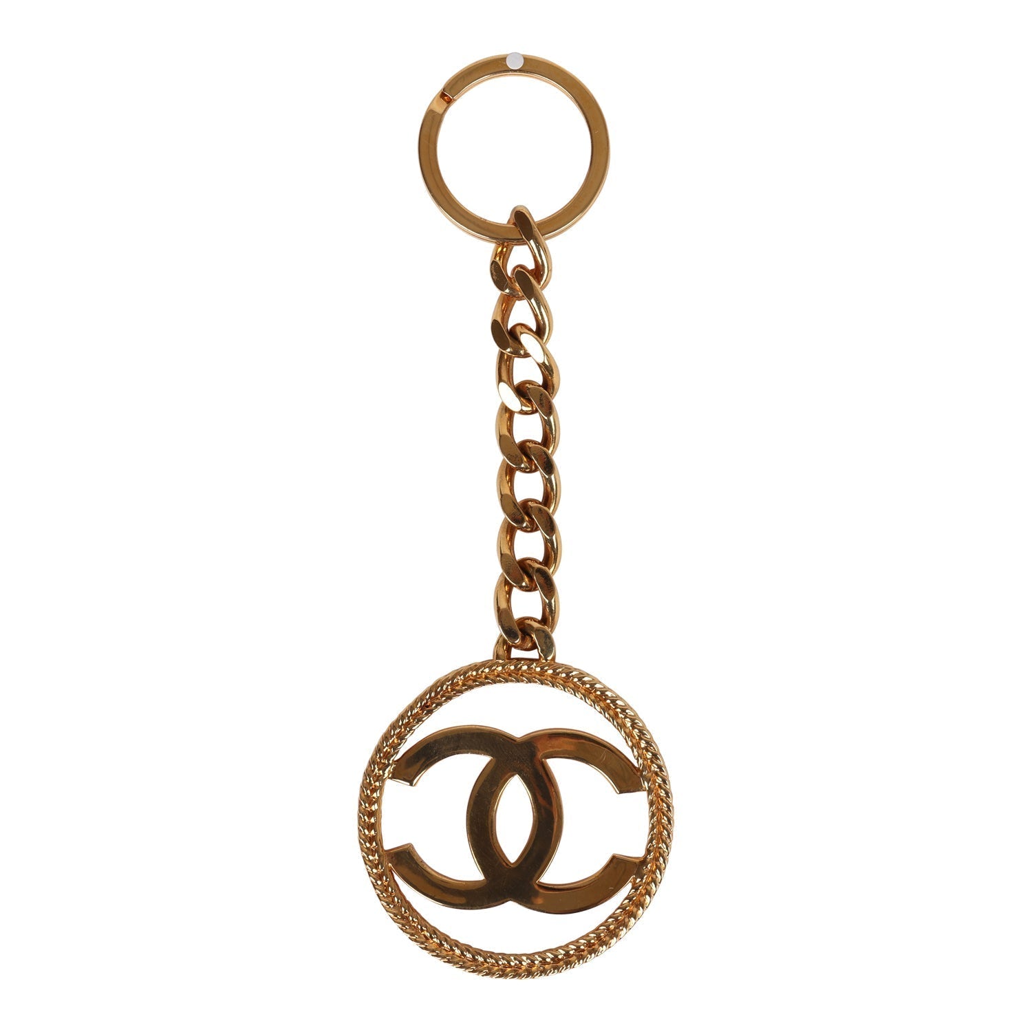 Chanel Vintage 24K Gold Plated CC in Circle Keychain