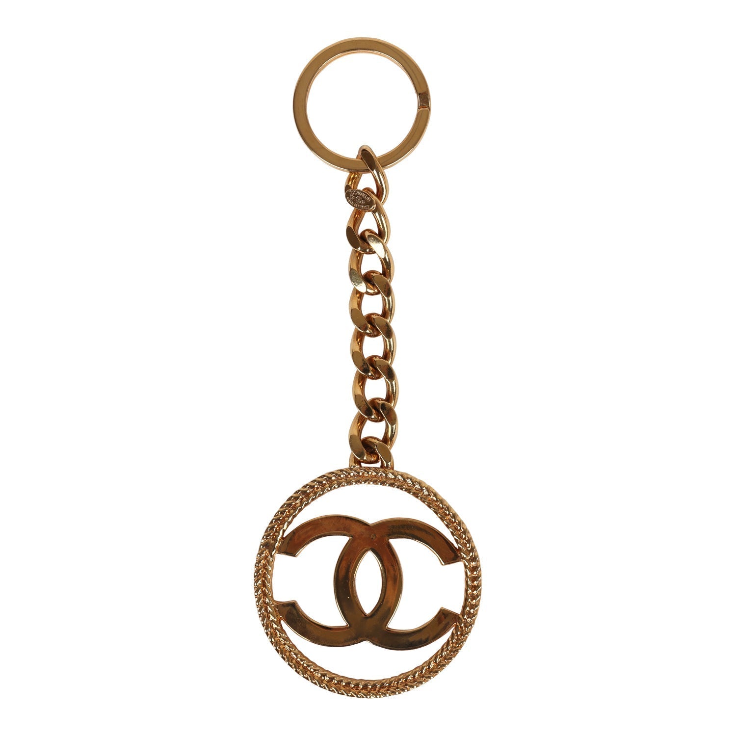 Chanel Vintage 24K Gold Plated CC in Circle Keychain