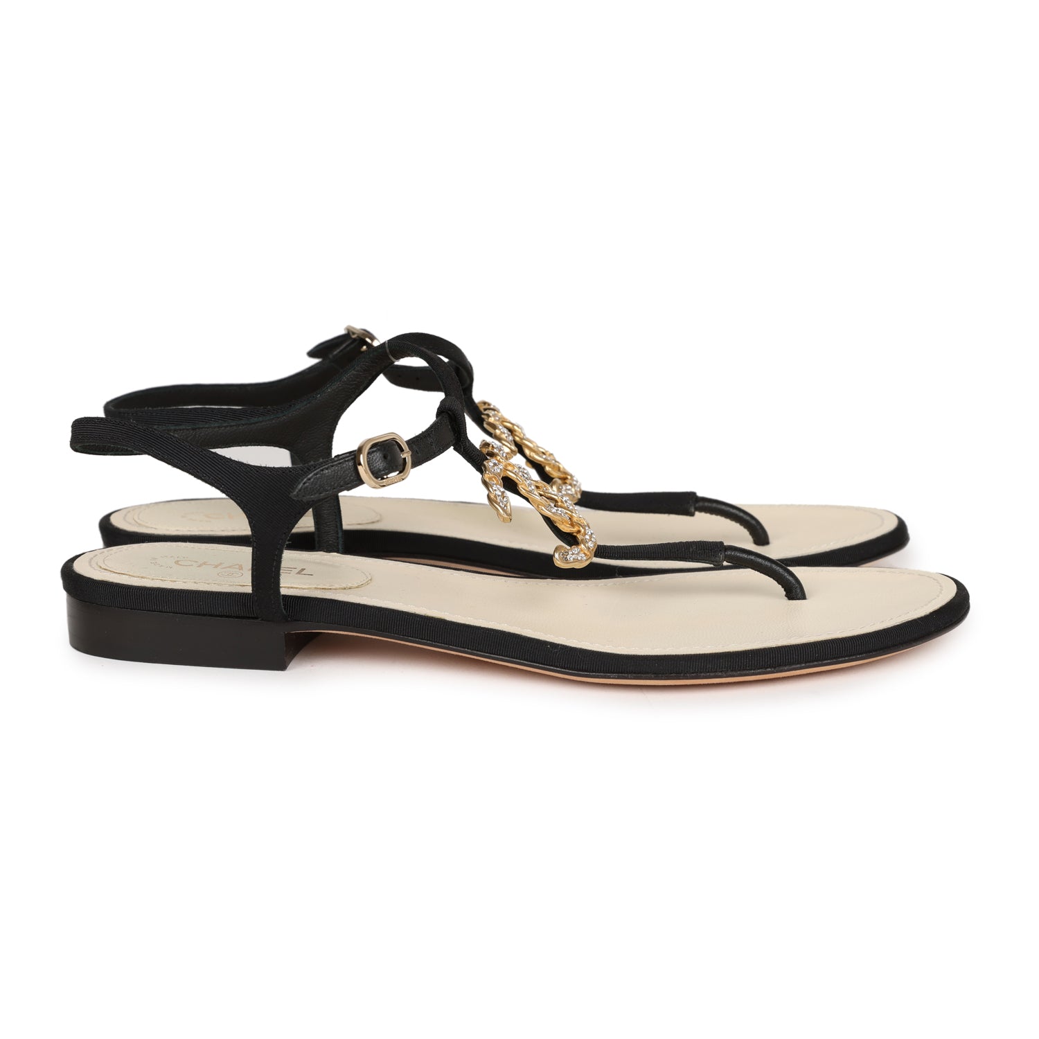 Chanel Jeweled CC Thong Sandals 37 EU
