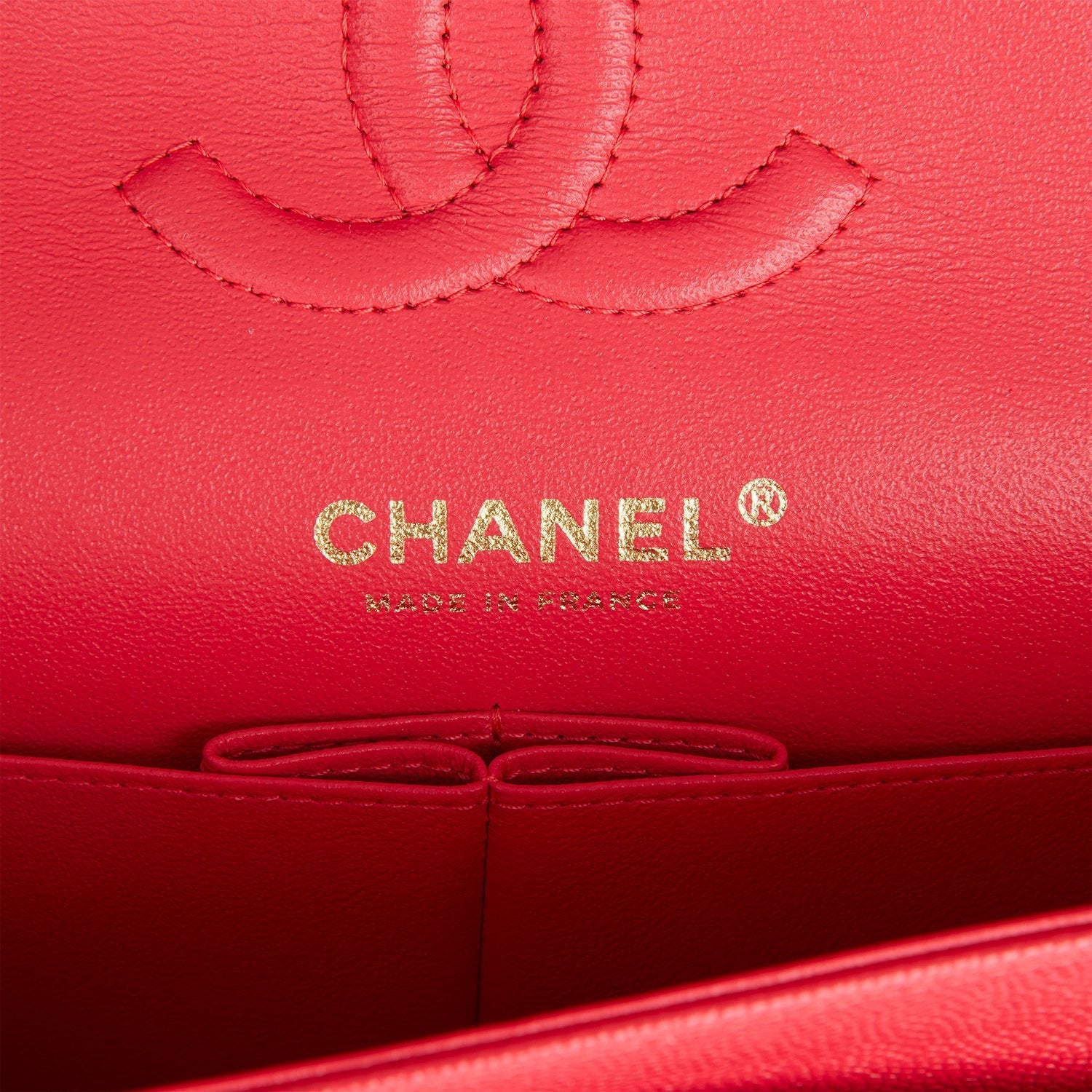Chanel Small Classic Double Flap Red Caviar Light Gold Hardware