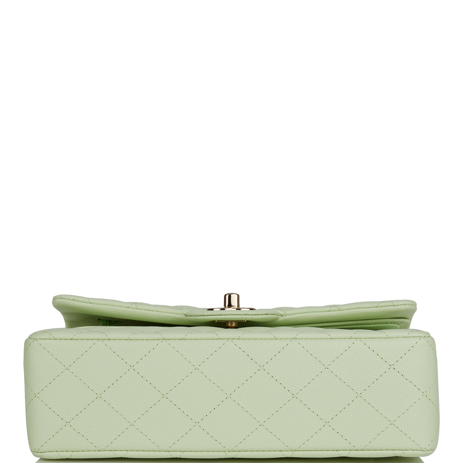 Chanel Small Classic Double Flap Light Green Caviar Light Gold Hardware