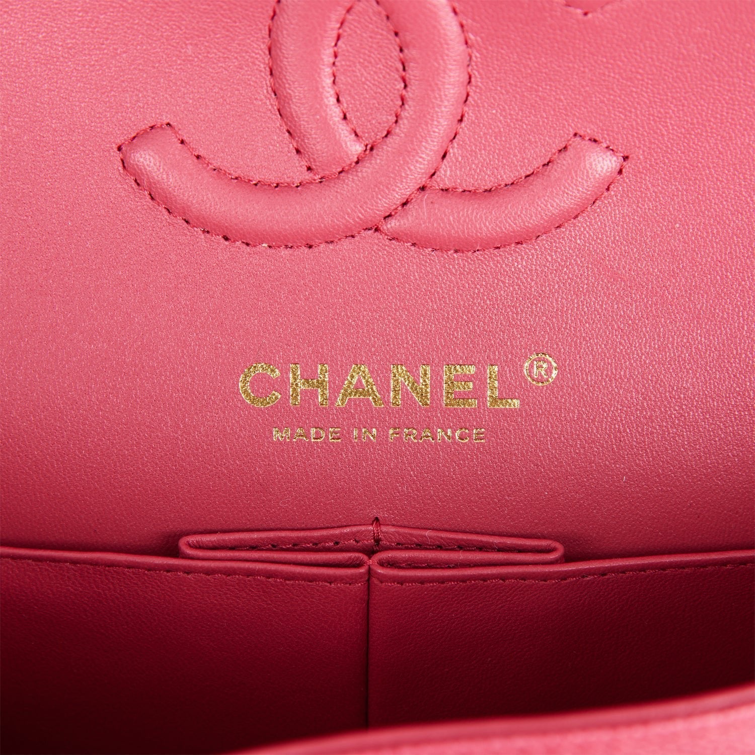 Chanel Small Classic Double Flap Dark Pink Caviar Light Gold Hardware