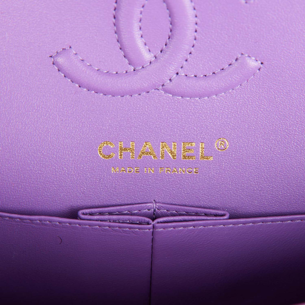 Chanel Small Classic Double Flap Bag Purple Lambskin Light Gold Hardware