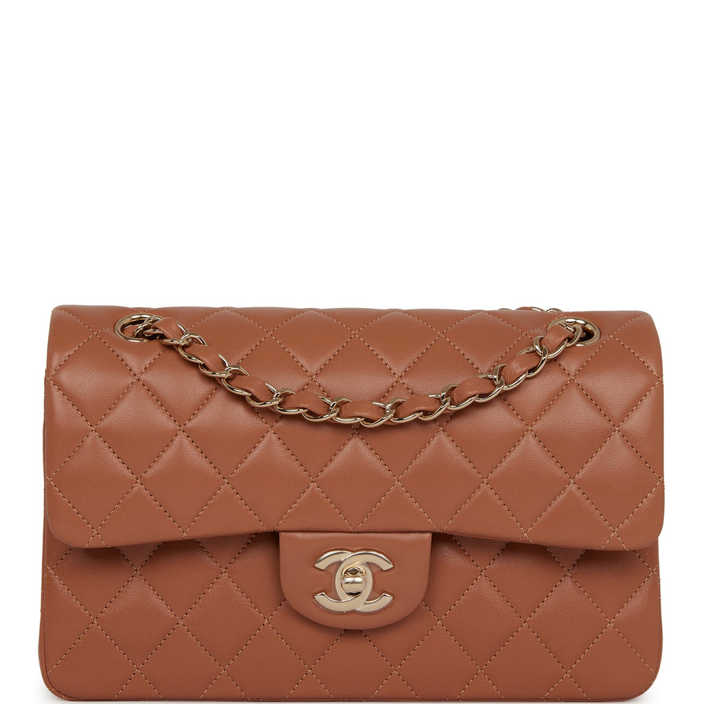 Chanel Small Classic Double Flap Bag Caramel Lambskin Light Gold Hardware