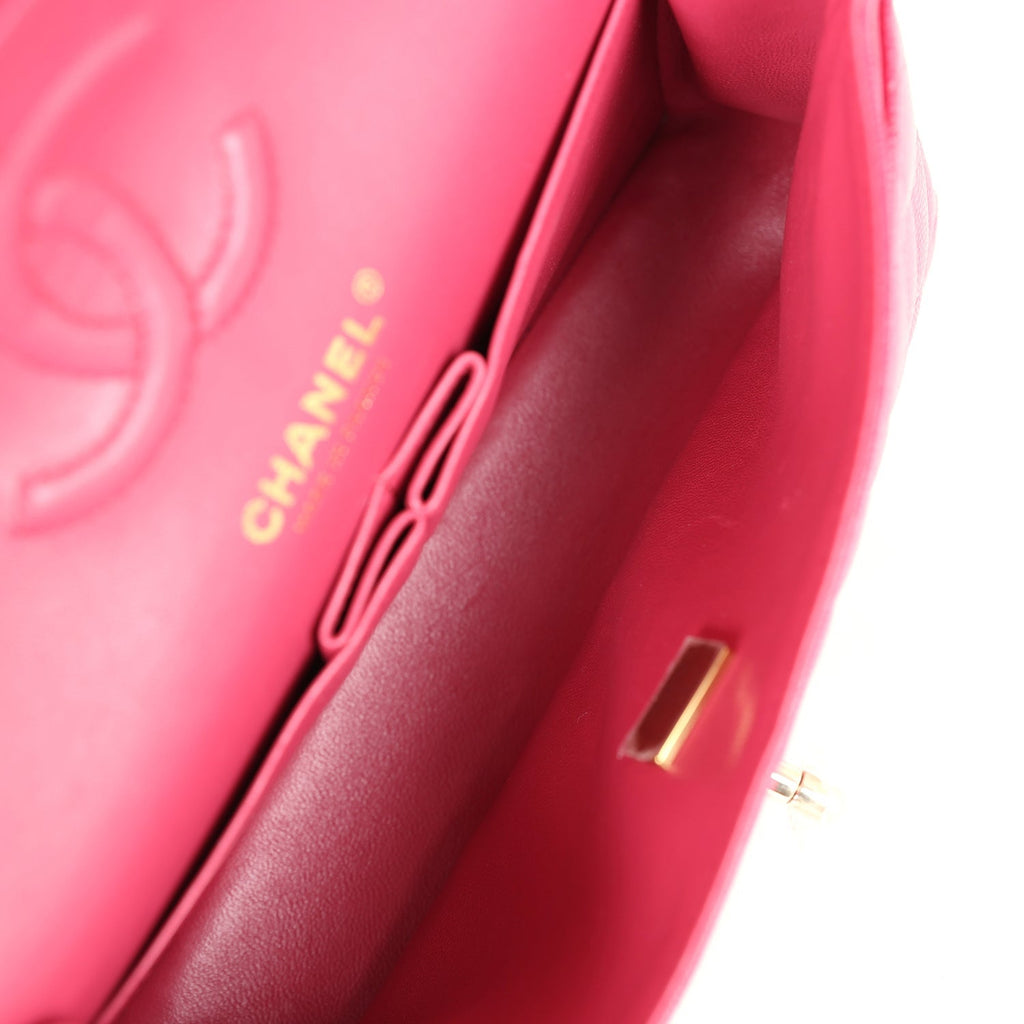 Chanel Small Classic Double Flap Dark Pink Caviar Light Gold Hardware