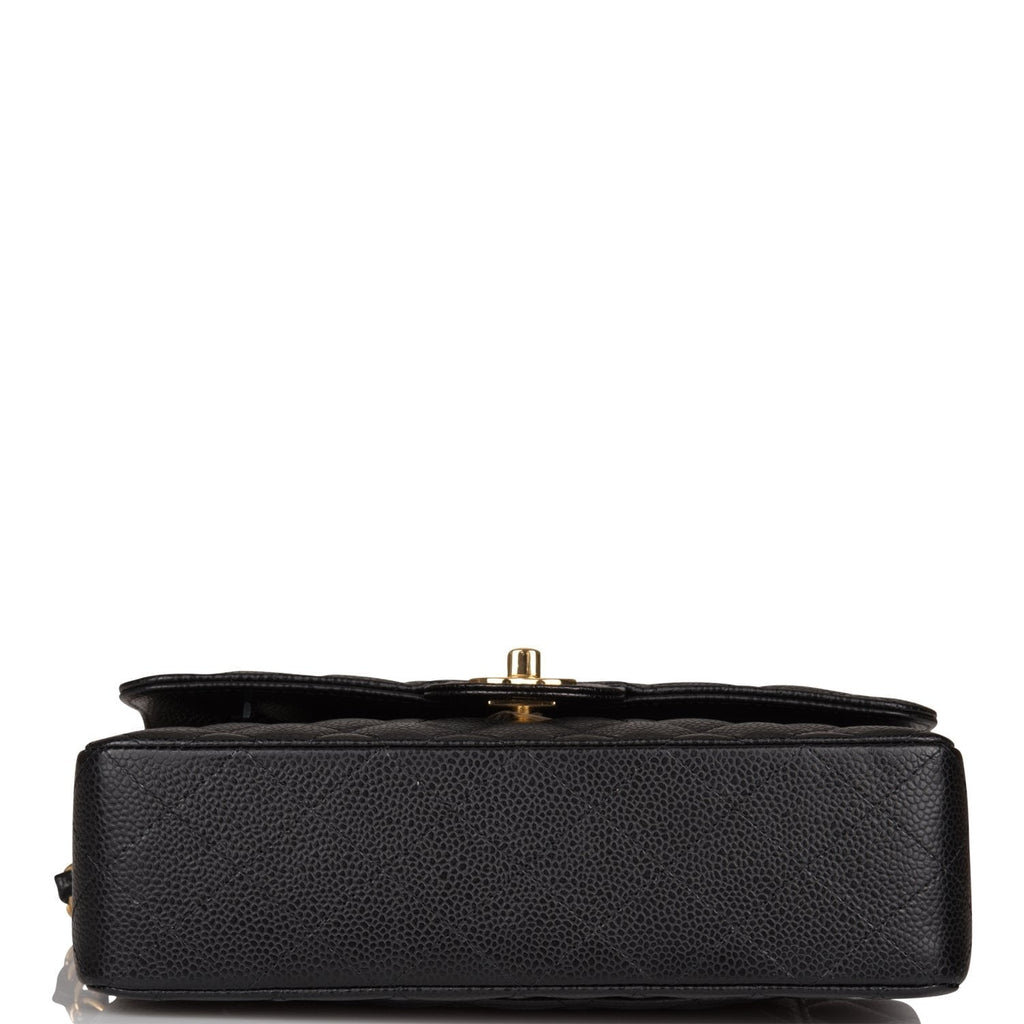 Chanel Black Quilted Caviar Small Classic Double Flap Bag Gold Hardware