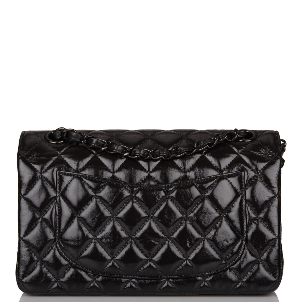 Chanel Small Classic Double Flap Shiny SO Black Crumpled Calfskin Black Hardware