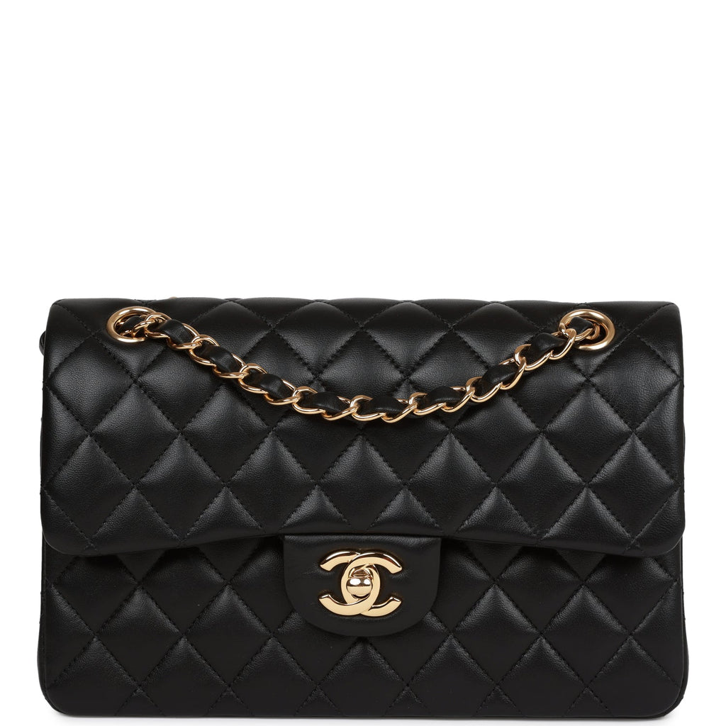Chanel Small Classic Double Flap Bag Black Lambskin Gold Hardware