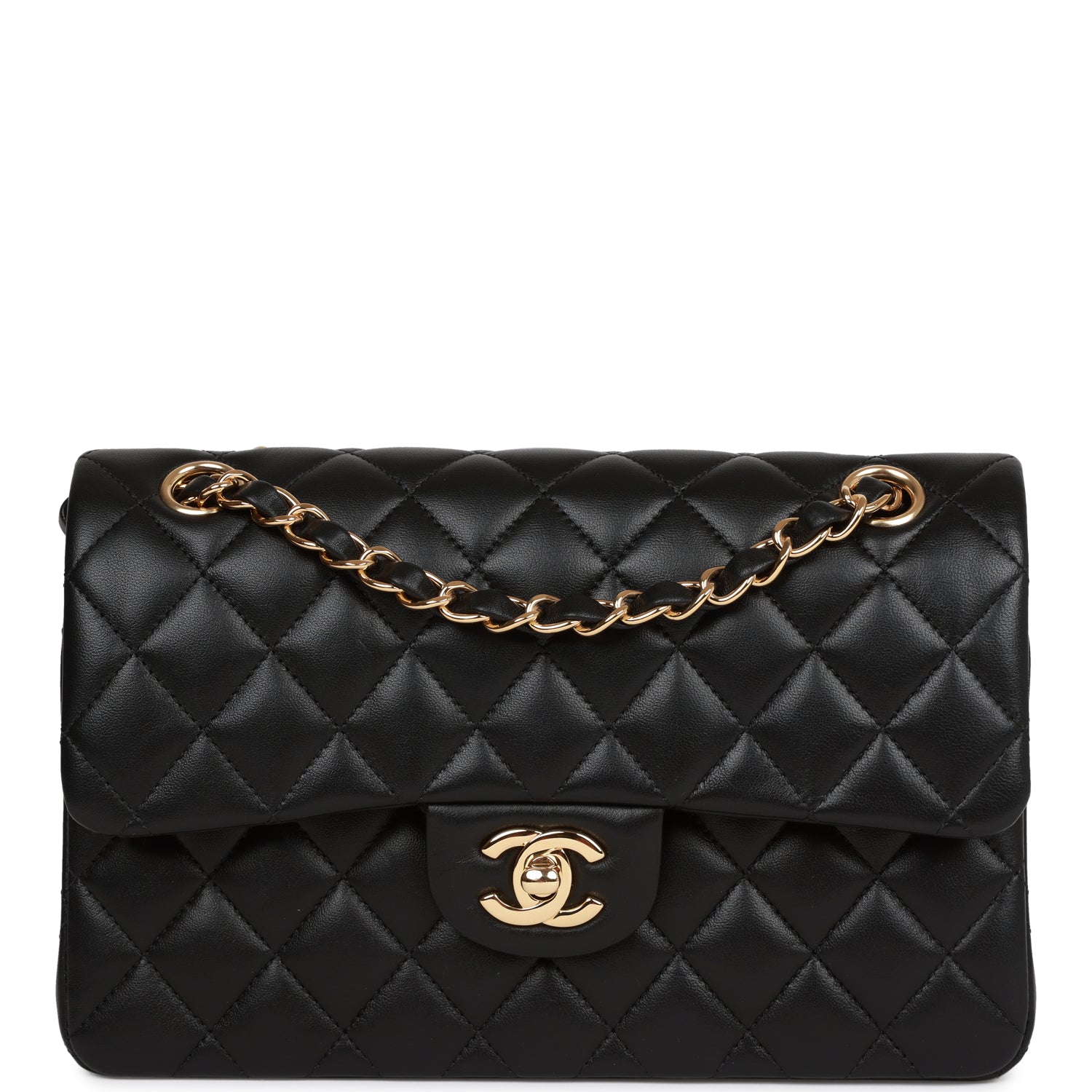 Chanel Small Classic Double Flap Bag Black Lambskin Gold Hardware