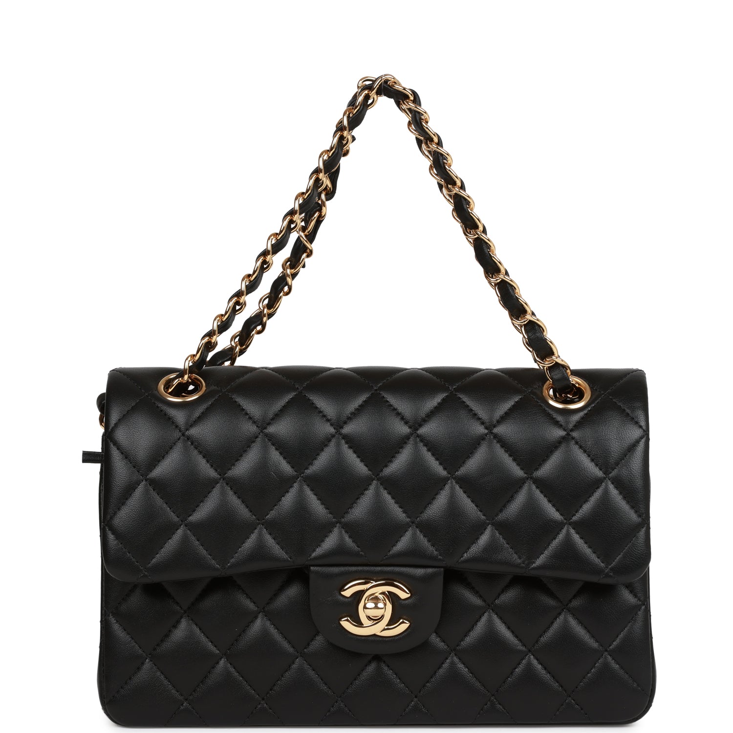 Chanel Small Classic Double Flap Bag Black Lambskin Gold Hardware