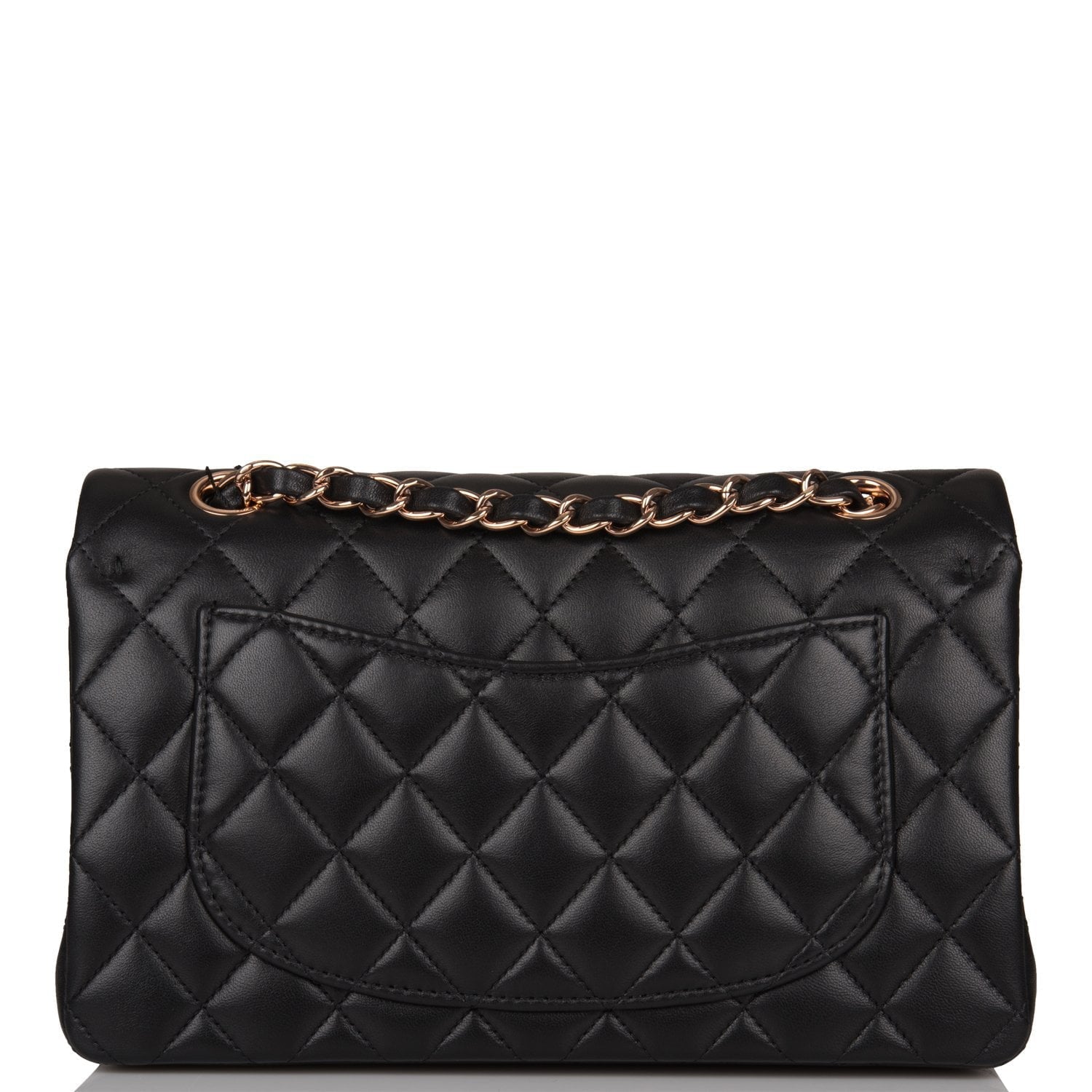 Chanel Small Classic Double Flap Bag Black Lambskin Rose Gold Hardware