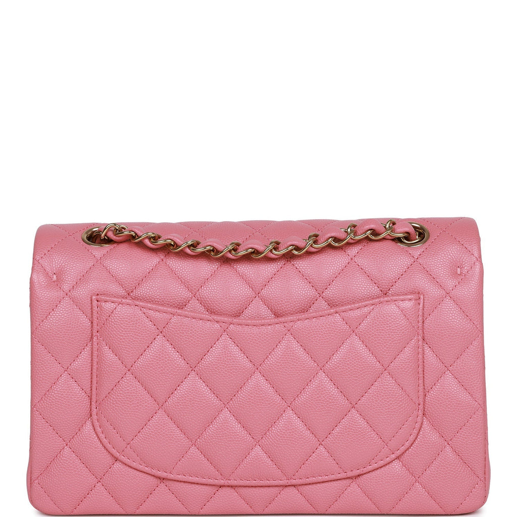 Chanel Small Classic Double Flap Dark Pink Caviar Light Gold Hardware