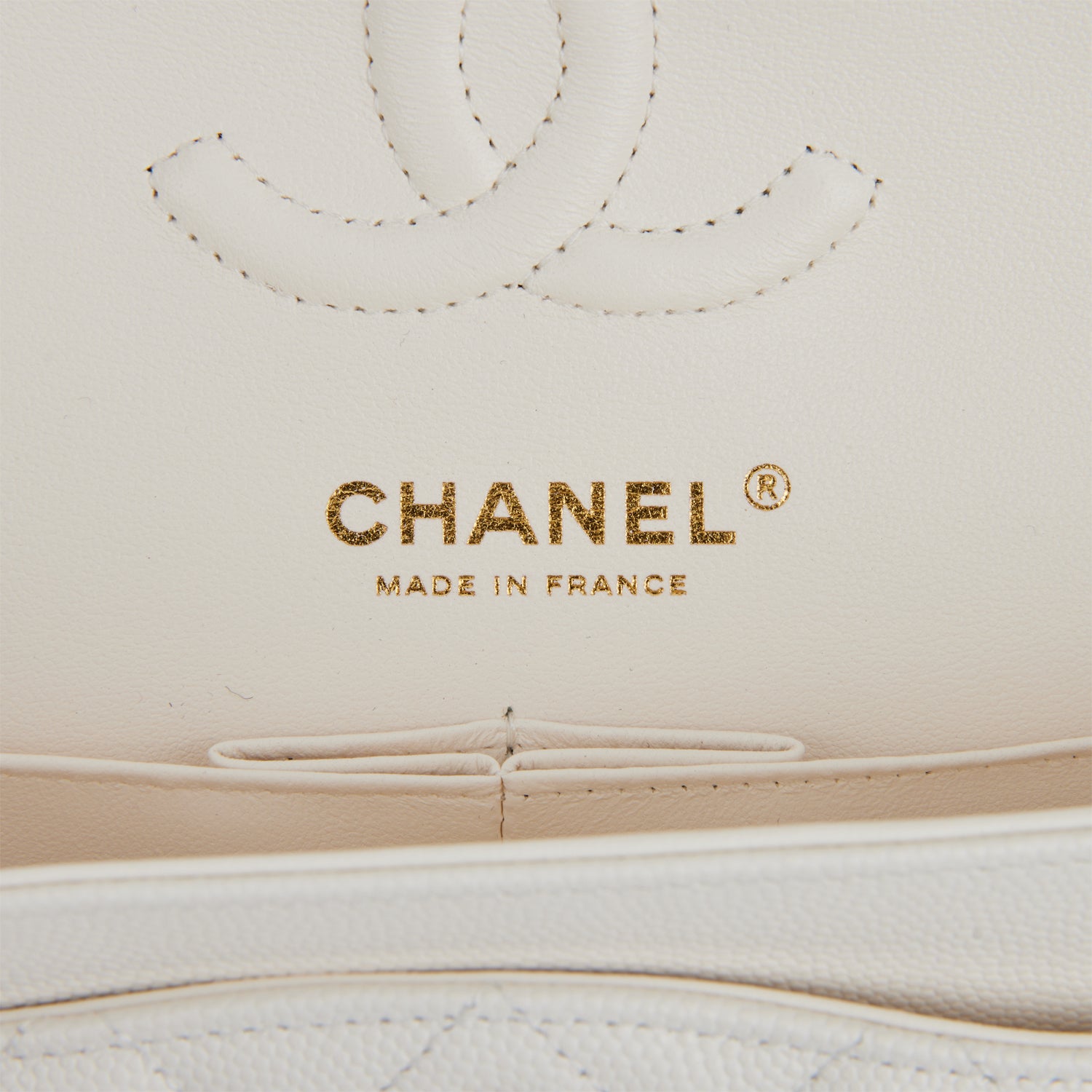 Chanel Small Classic Double Flap White Caviar Light Gold Hardware