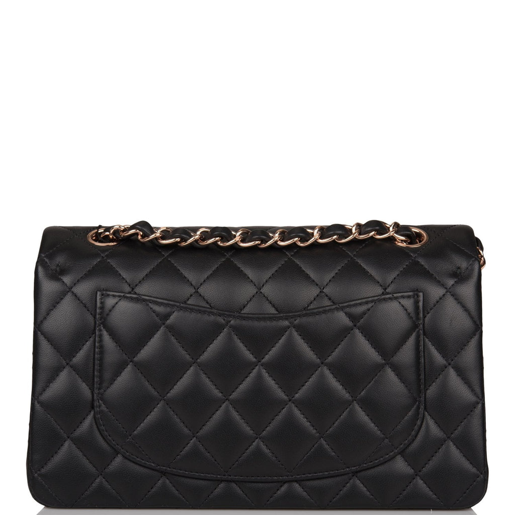 Chanel Small Classic Double Flap Bag Black Lambskin Rose Gold Hardware