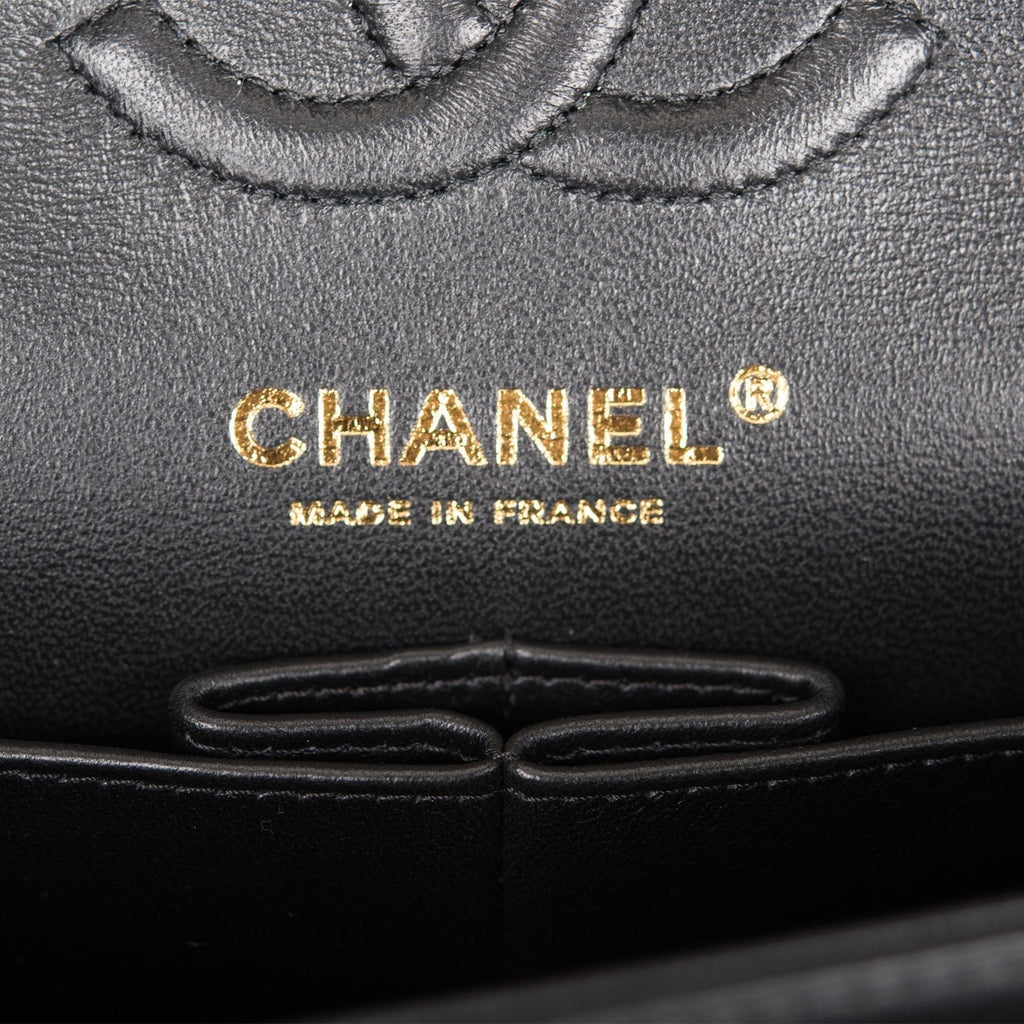 Chanel Small Classic Double Flap Bag Black Lambskin Rose Gold Hardware