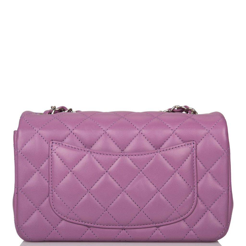 Chanel Purple Quilted Lambskin Rectangular Mini Classic Flap Bag Silver Hardware