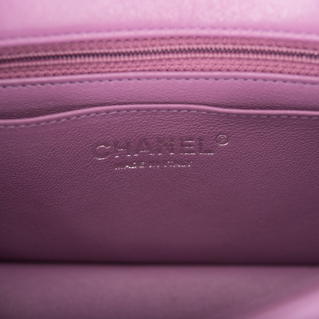Chanel Purple Quilted Lambskin Rectangular Mini Classic Flap Bag Silver Hardware