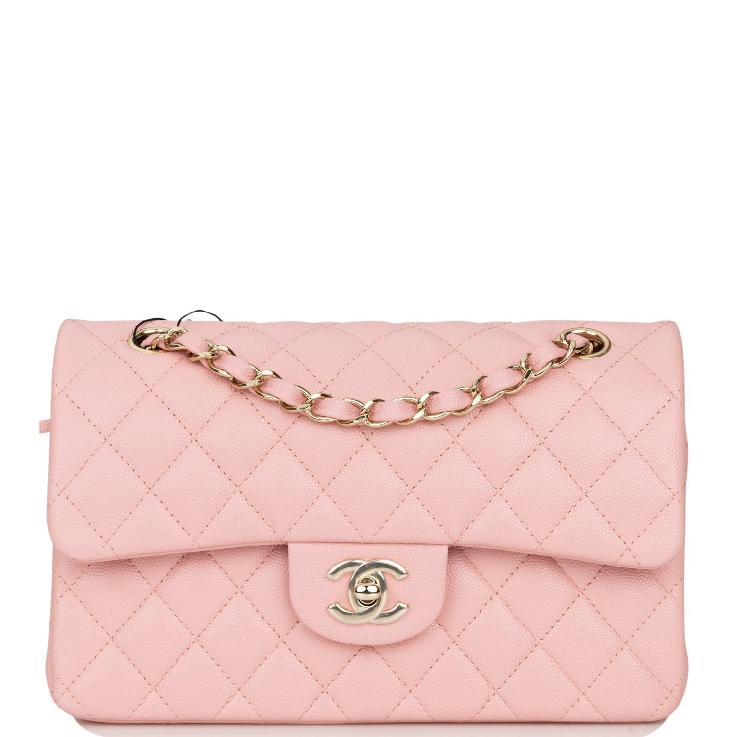 Chanel Small Classic Double Flap Pink Caviar Light Gold Hardware