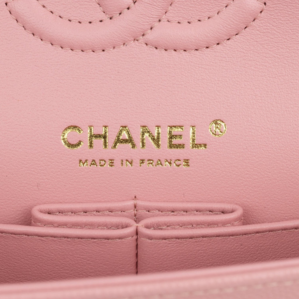 Chanel Small Classic Double Flap Pink Caviar Light Gold Hardware