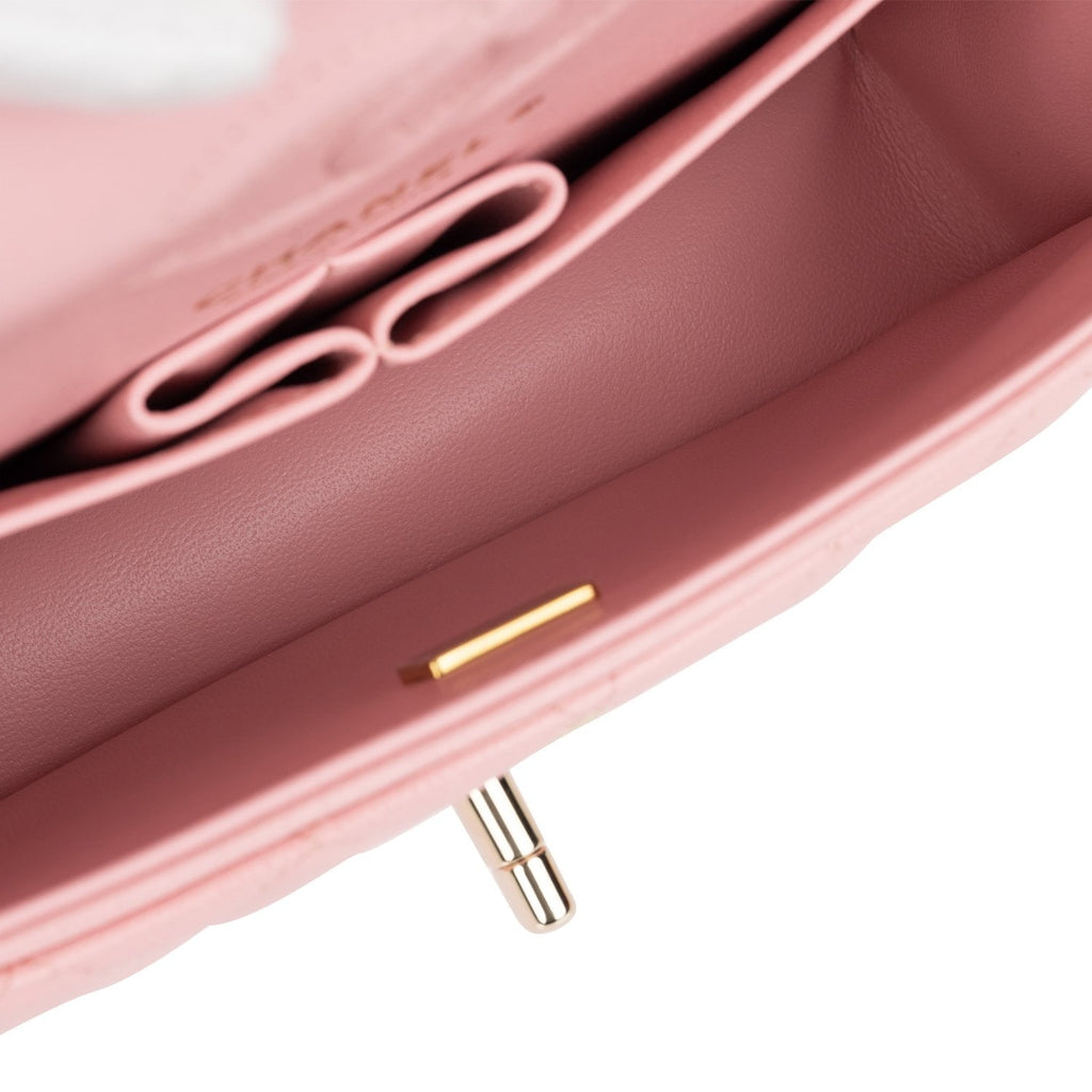 Chanel Small Classic Double Flap Pink Caviar Light Gold Hardware