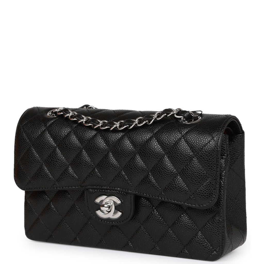 Chanel Small Classic Double Flap Black Caviar Silver Hardware