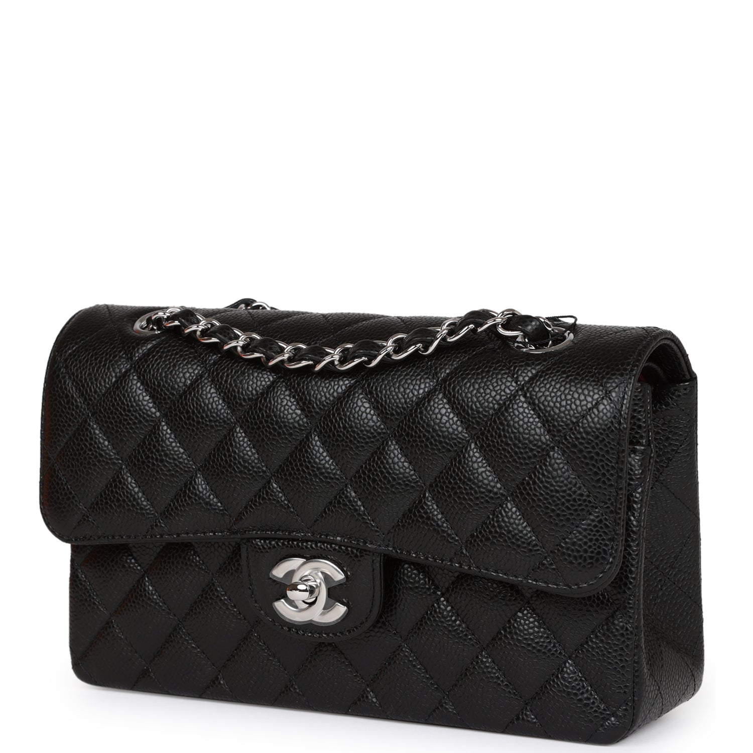 Chanel Small Classic Double Flap Black Caviar Silver Hardware