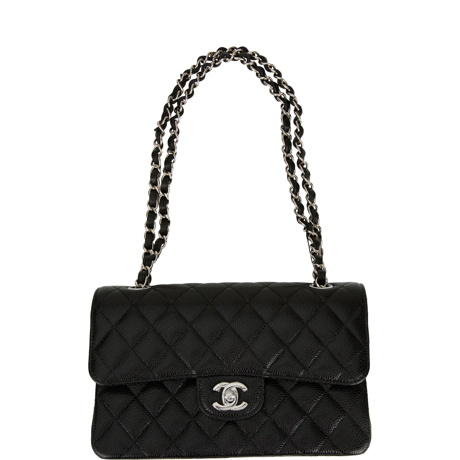 Chanel Small Classic Double Flap Black Caviar Silver Hardware