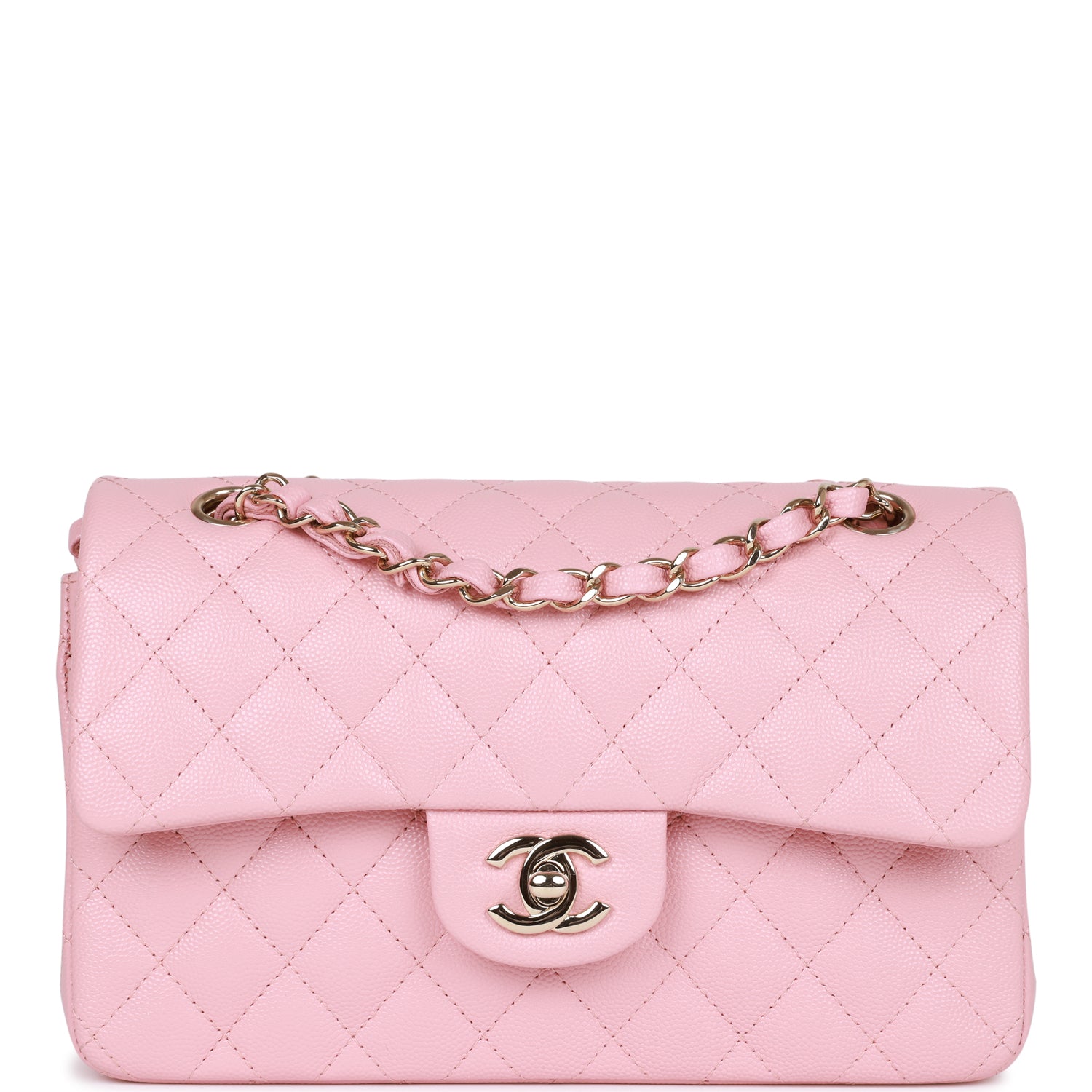 Chanel Small Classic Double Flap Bag Pink Caviar Light Gold Hardware