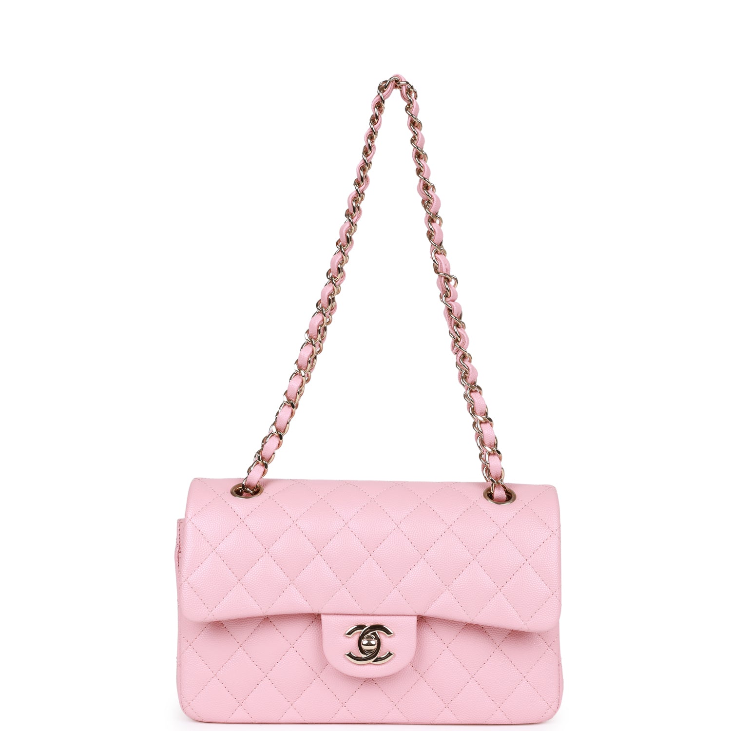Chanel Small Classic Double Flap Bag Pink Caviar Light Gold Hardware
