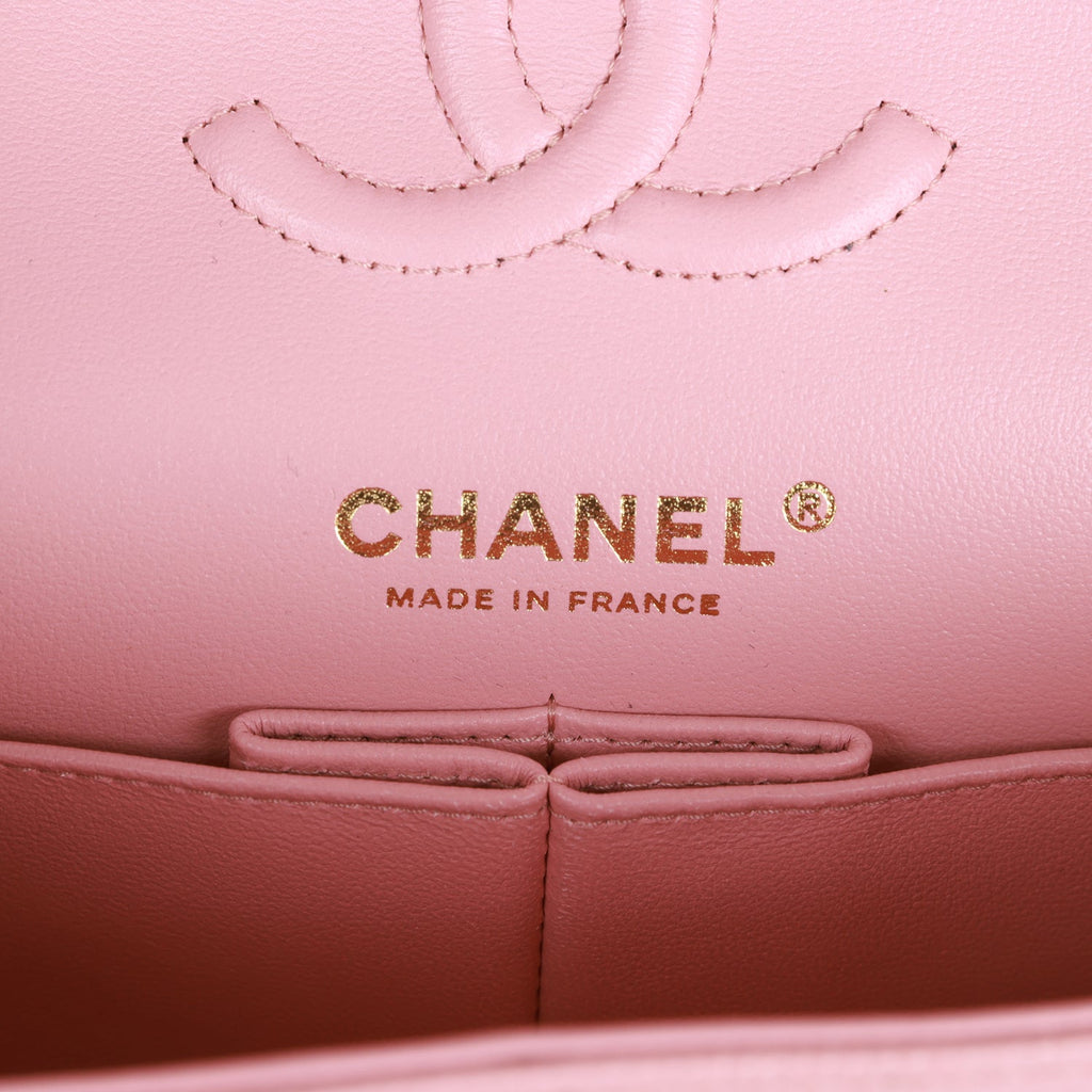 Chanel Small Classic Double Flap Bag Pink Caviar Light Gold Hardware