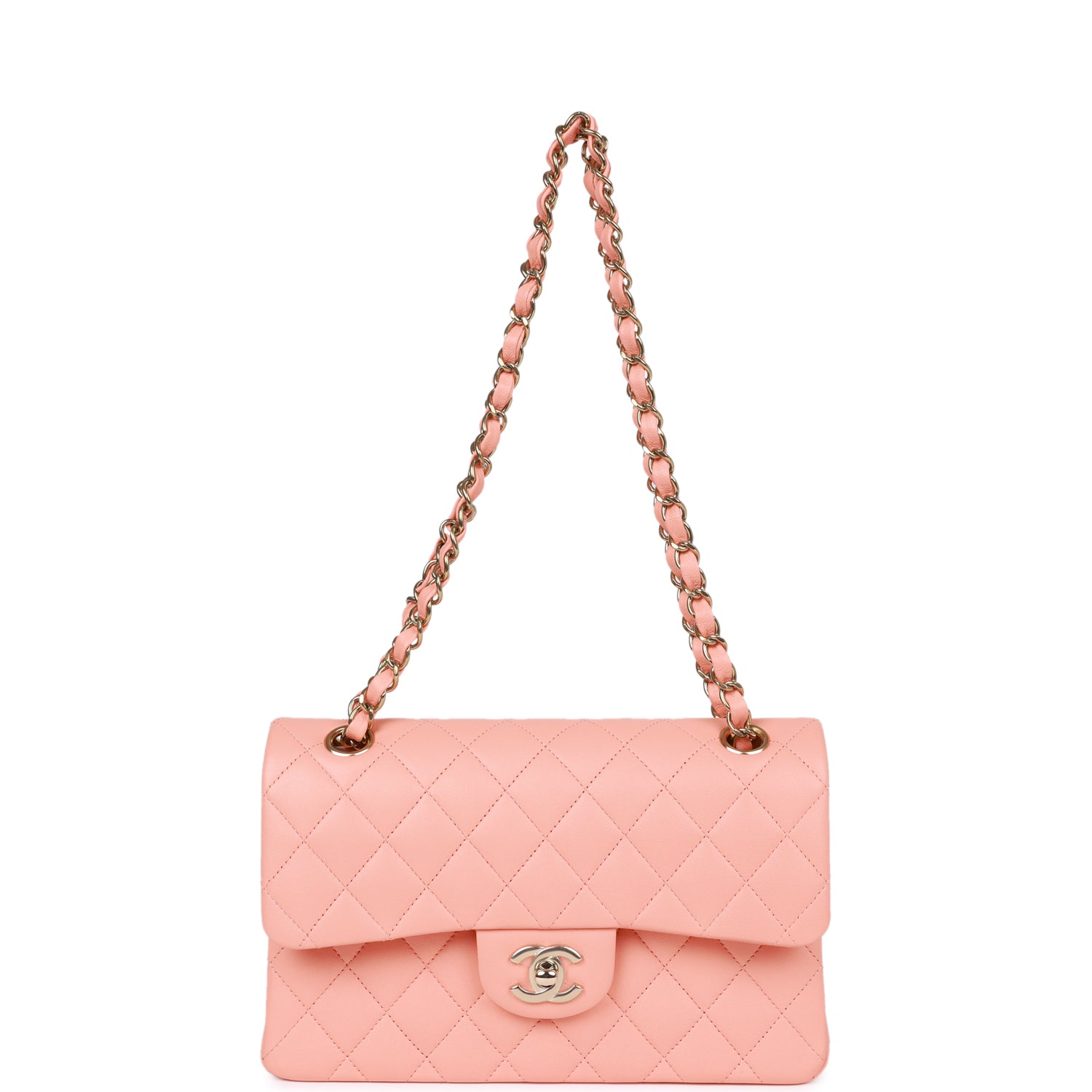 PAYMENT 1 OF 2 Chanel Small Classic Double Flap Pink Lambskin Light Gold Hardware