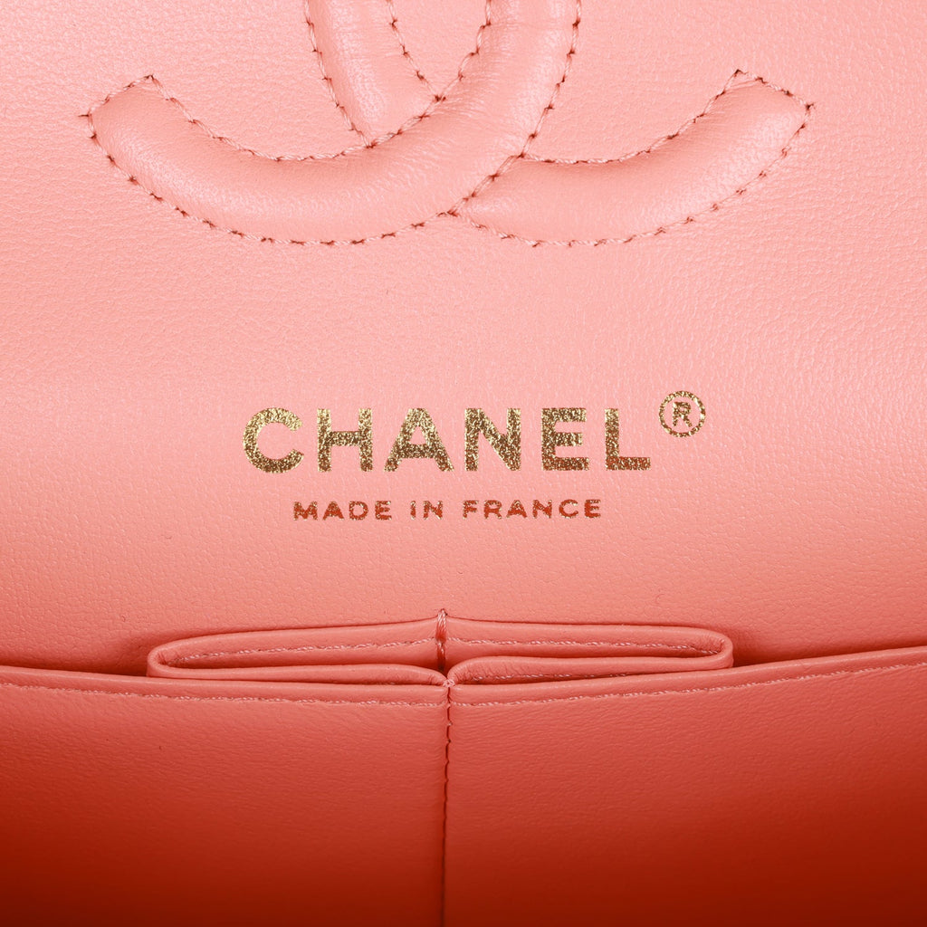 PAYMENT 1 OF 2 Chanel Small Classic Double Flap Pink Lambskin Light Gold Hardware