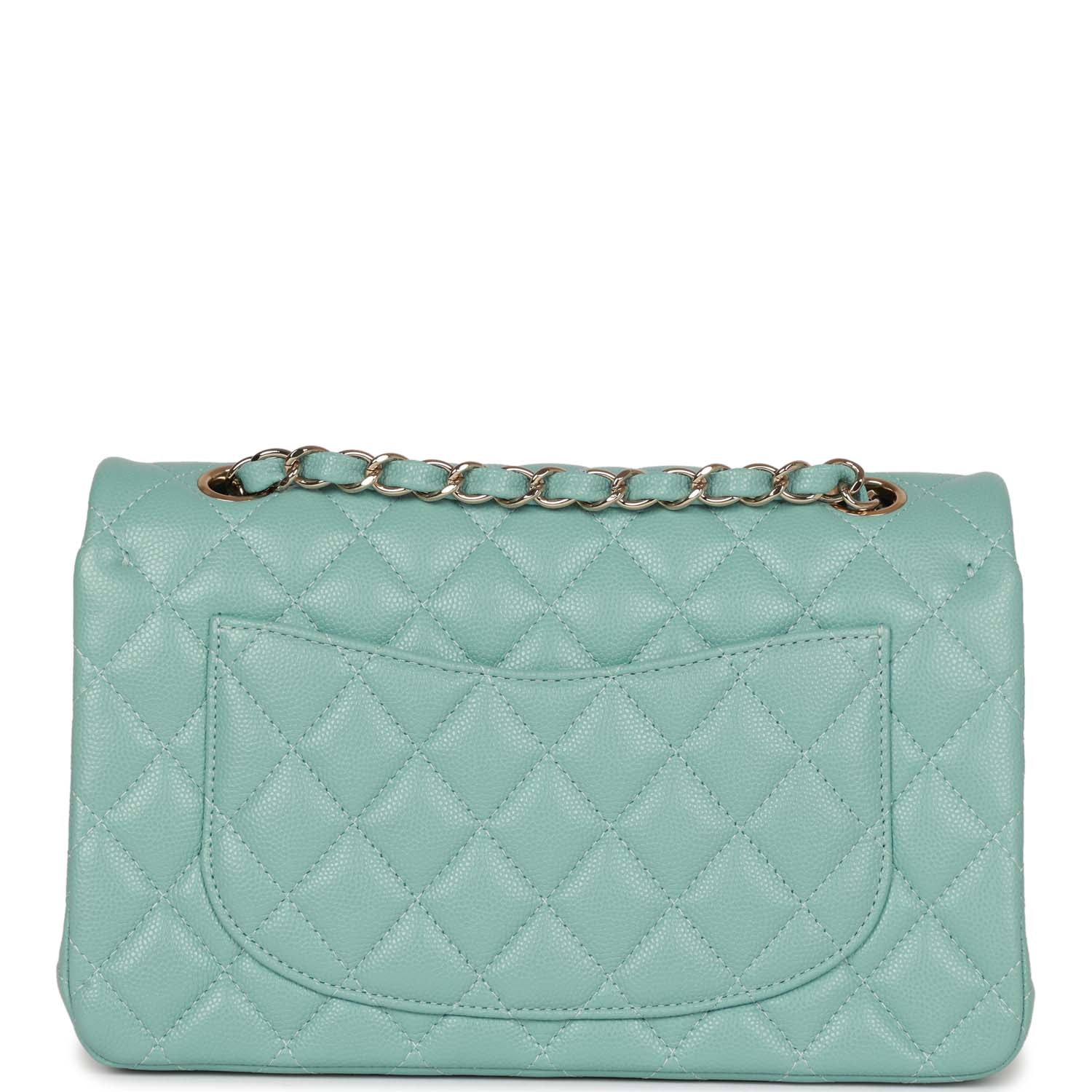Chanel Small Classic Double Flap Bag Tiffany Blue Caviar Light Gold Hardware