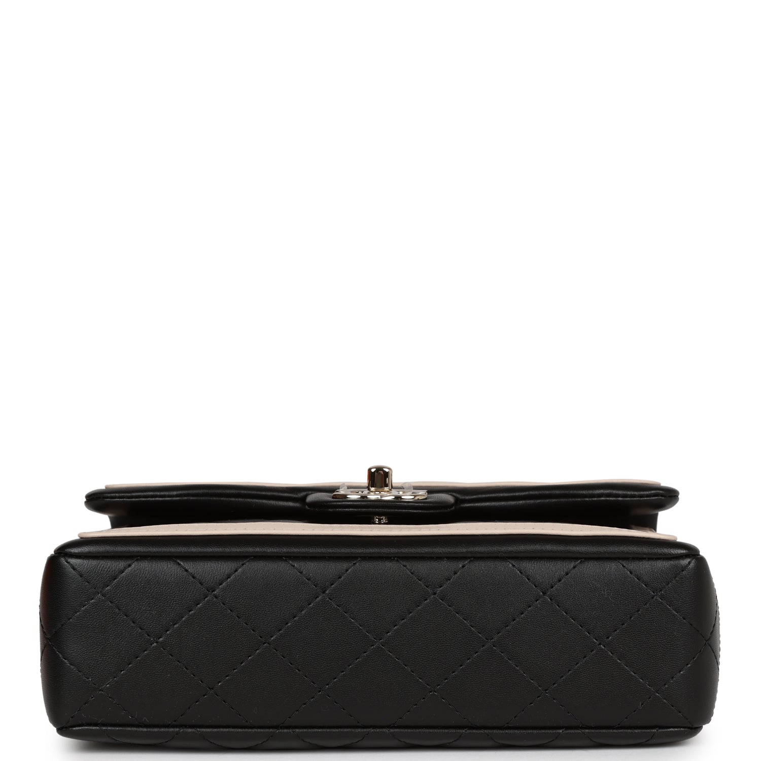 Chanel Small Classic Flap Black and Beige Lambskin Light Gold Hardware