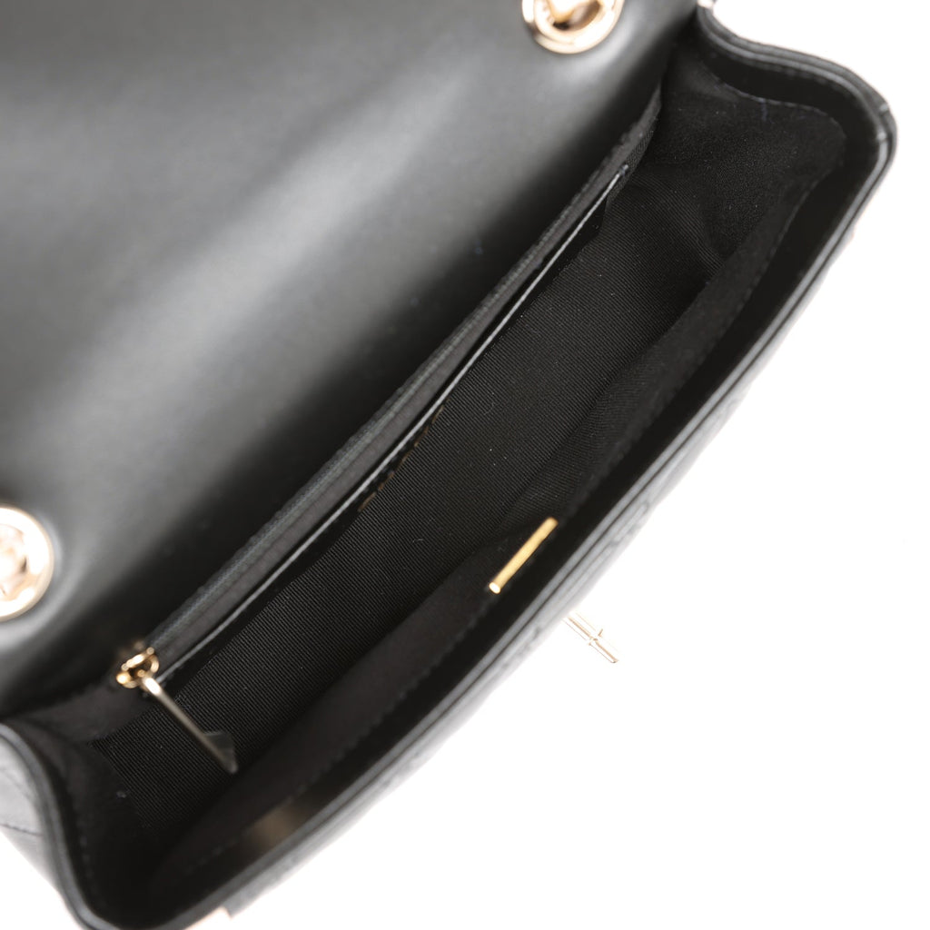 Chanel Small Classic Flap Black and Beige Lambskin Light Gold Hardware