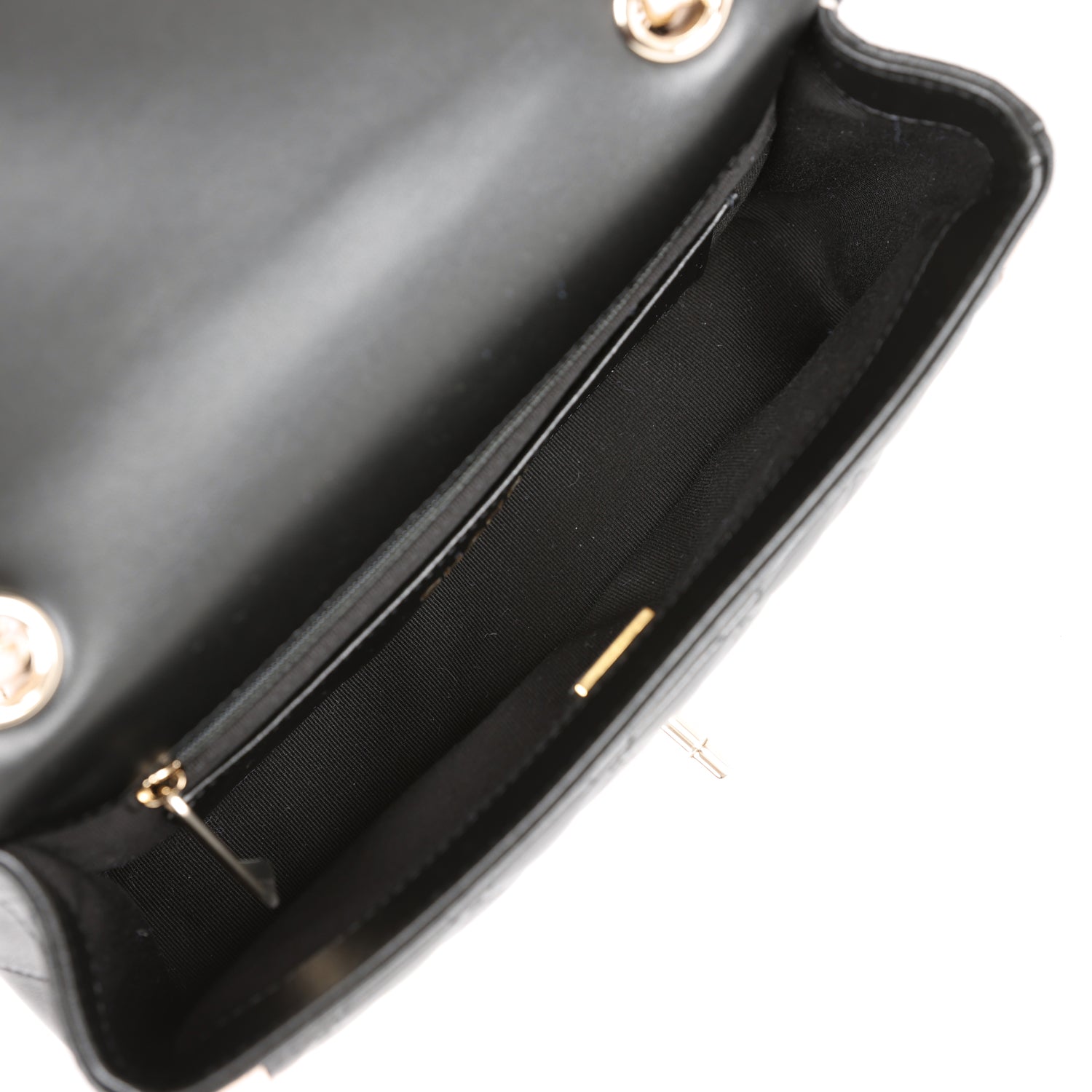 Chanel Small Classic Flap Black and Beige Lambskin Light Gold Hardware
