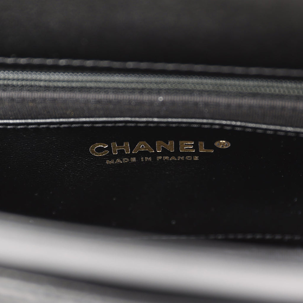Chanel Small Classic Flap Black and Beige Lambskin Light Gold Hardware