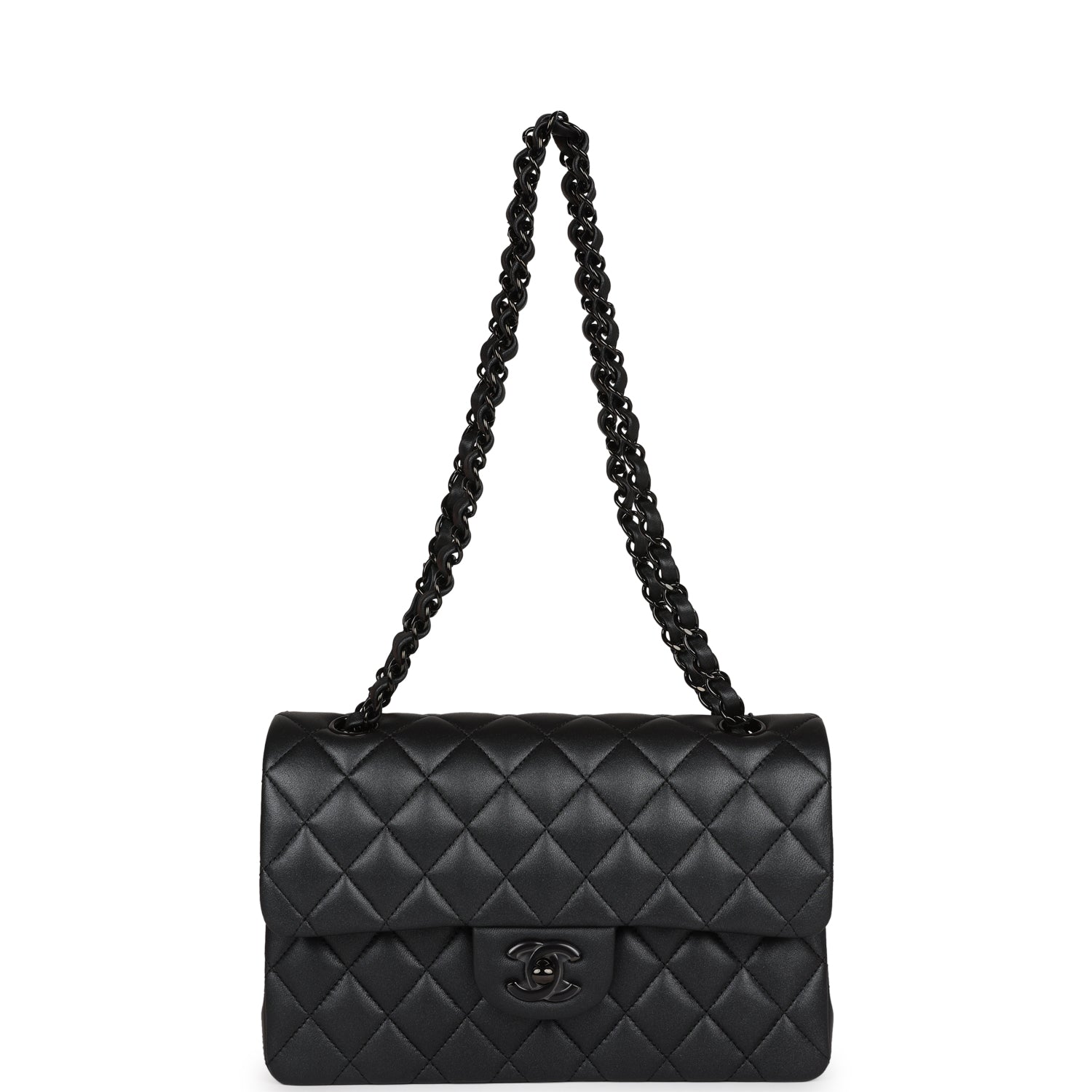 Chanel Small Classic Double Flap Bag SO Black Iridescent Lambskin Black Hardware