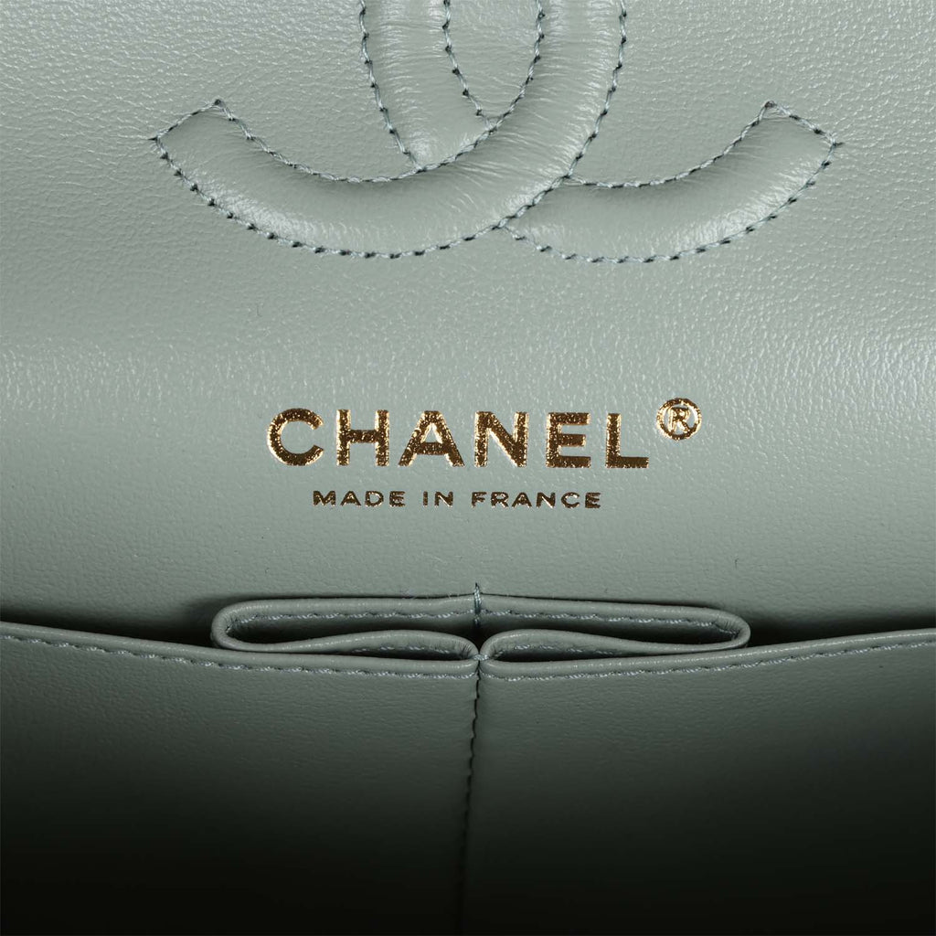 Chanel Small Classic Double Flap Bag Light Blue Caviar Light Gold Hardware