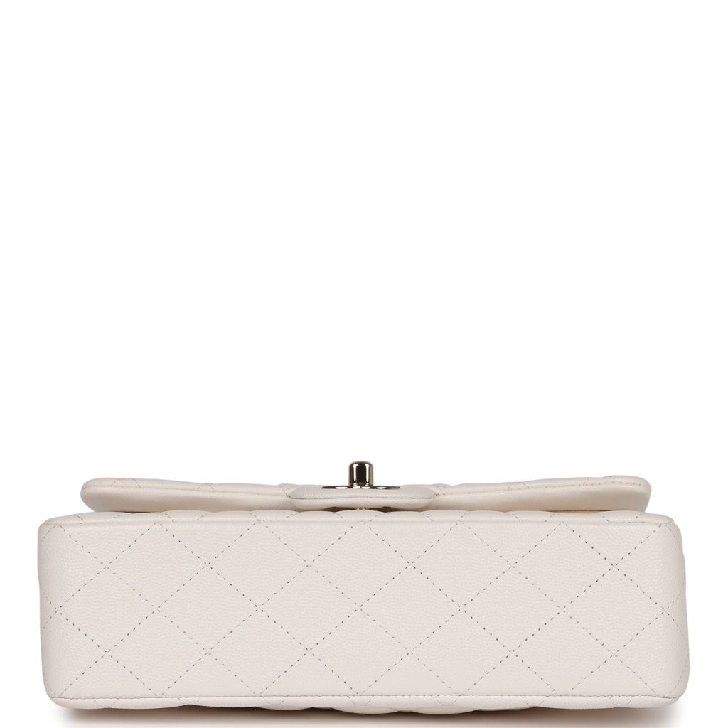 Chanel Small Classic Double Flap White Caviar Light Gold Hardware