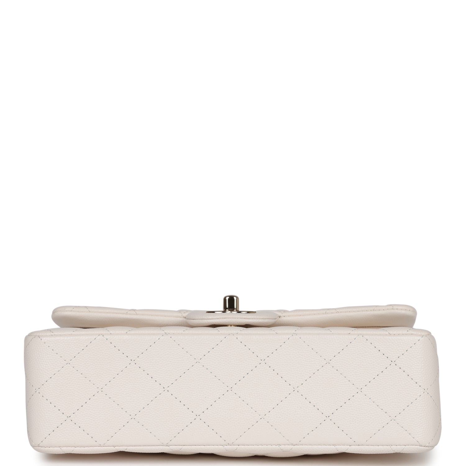 Chanel Small Classic Double Flap White Caviar Light Gold Hardware