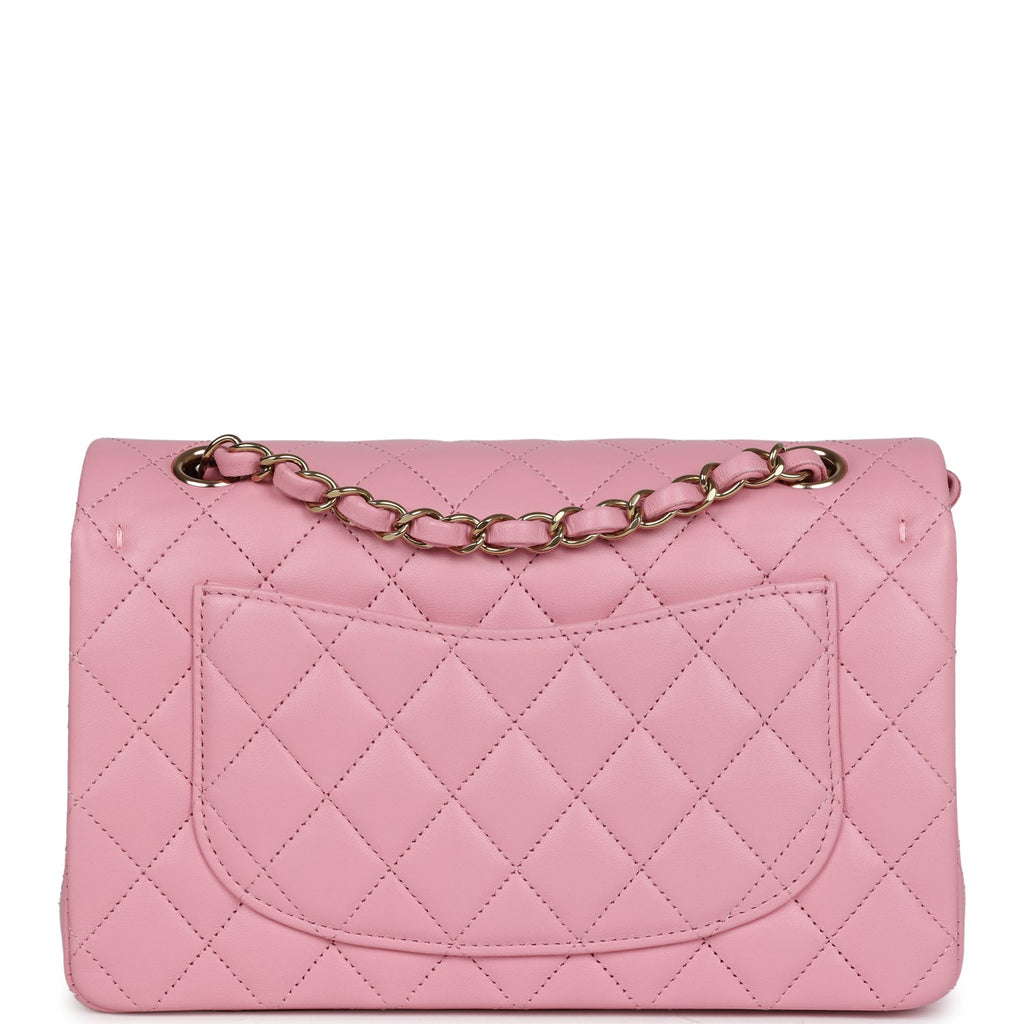 Chanel Small Classic Double Flap Dark Pink Lambskin Light Gold Hardware