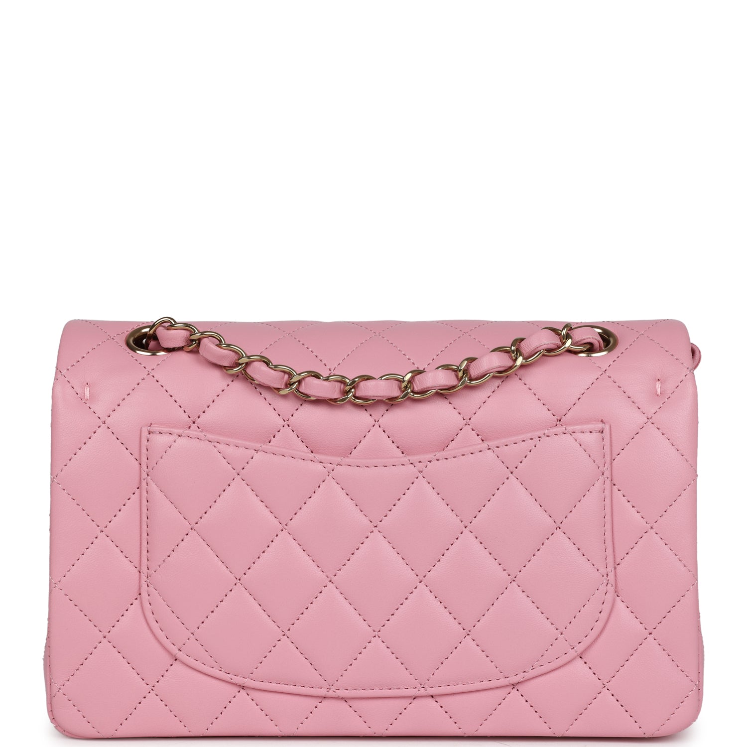 Chanel Small Classic Double Flap Dark Pink Lambskin Light Gold Hardware
