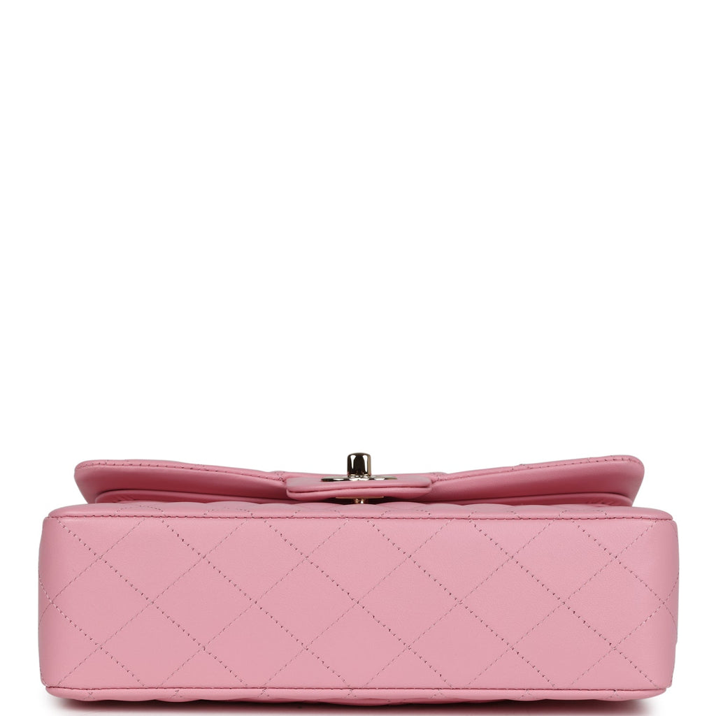 Chanel Small Classic Double Flap Dark Pink Lambskin Light Gold Hardware