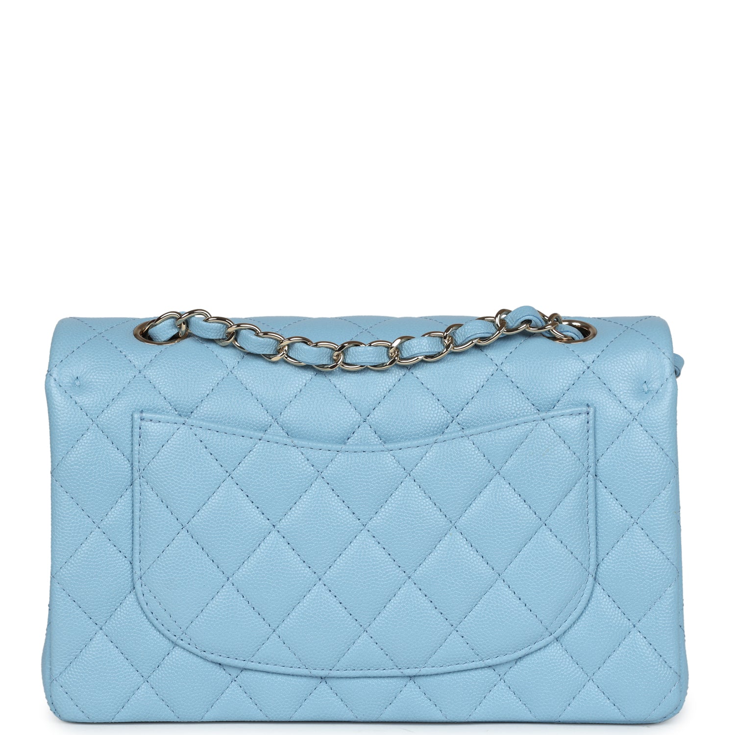 Chanel Small Classic Double Flap Bag Light Blue Caviar Light Gold Hardware