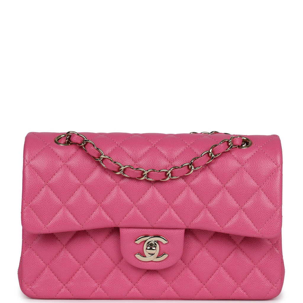 Chanel Small Classic Double Flap Dark Pink Caviar Light Gold Hardware